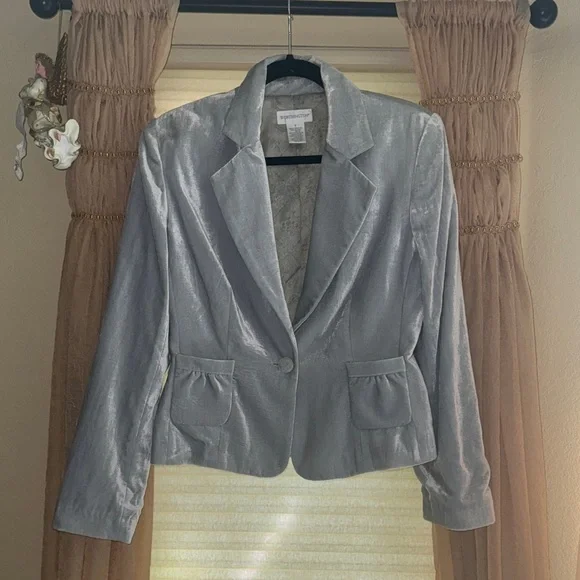 Elegant Silver Velvet Blazer - Picture 1 of 6